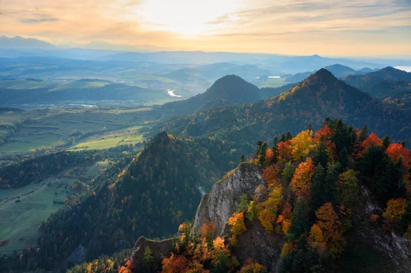 Het Herfstlandschap Van Pieniny Mountains Polen — Stockfoto