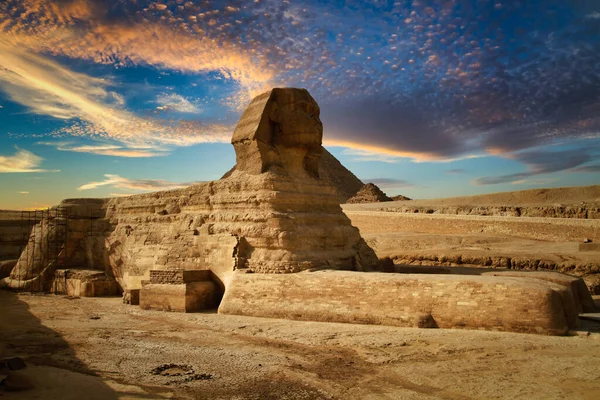 Grote Sfinx Van Gizeh Bij Zonsondergang Egypte — Stockfoto