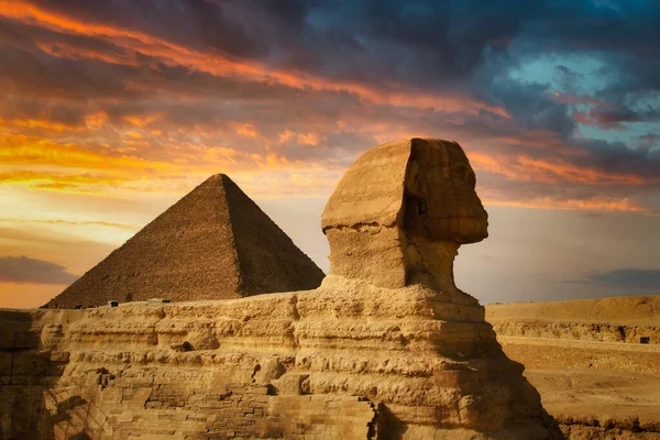 Grote Sfinx Van Gizeh Bij Zonsondergang Egypte — Stockfoto