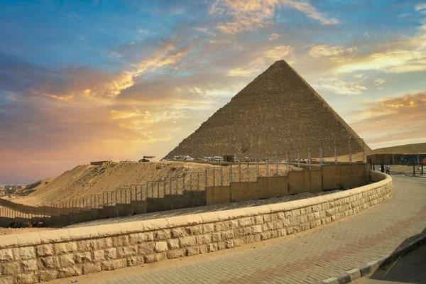 Belo Pôr Sol Sobre Grande Pirâmide Gizé Egito — Fotografia de Stock