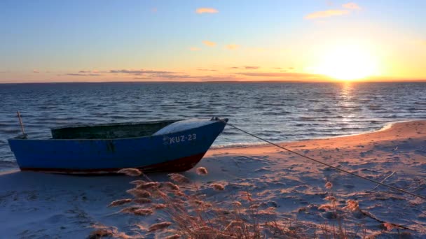 Hermosa Playa Báltica Atardecer Kuznica Península Hel Polonia — Vídeos de Stock