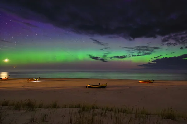 Aurora Sobre Mar Báltico Polonia Debki — Foto de Stock