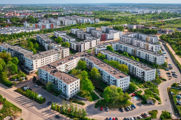 Gdańsk Nowo Wybudowanymi Apartamentami Słoneczny Dzień Polska — Zdjęcie stockowe