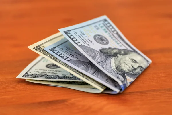 100 Dolarů Bankovky Stole Doma — Stock fotografie