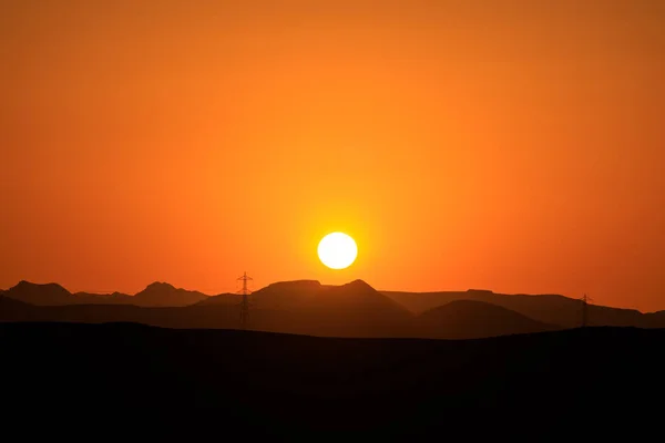 Puesta Sol Sobre Las Montañas Egipto — Foto de Stock
