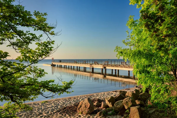 Vackert Landskap Östersjön Rzucewo Vid Soluppgången Polen — Stockfoto