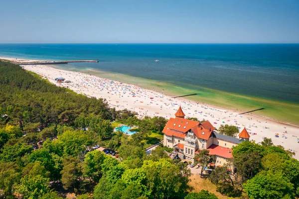 Пляжный Пейзаж Лебе Балтийское Море Польша — стоковое фото