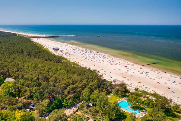 Paisaje Aéreo Playa Verano Leba Mar Báltico Polonia —  Fotos de Stock