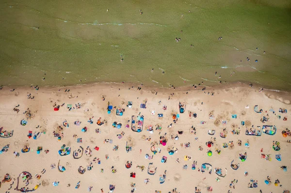Εναέρια Τοπίο Της Καλοκαιρινής Παραλίας Στη Leba Της Βαλτικής Θάλασσας — Φωτογραφία Αρχείου