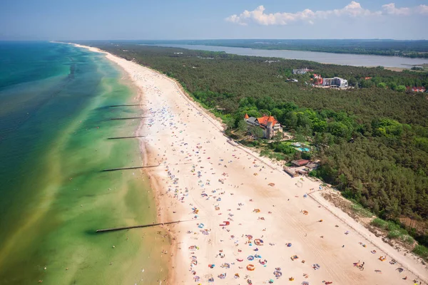 Letecká Krajina Letní Pláži Libě Baltského Moře Polsko — Stock fotografie