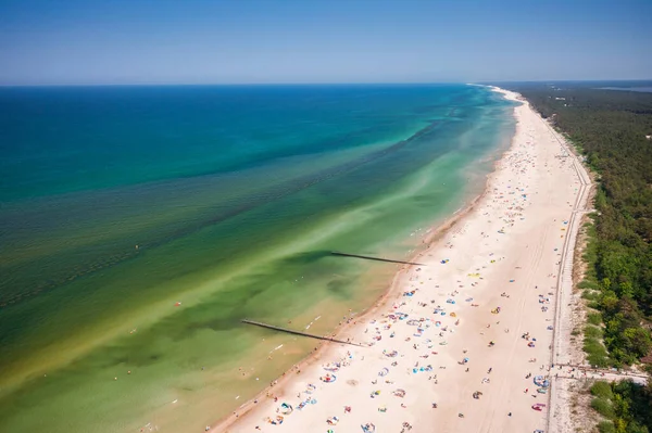Повітряний Ландшафт Літнього Пляжу Лебі Балтійське Море Польща — стокове фото