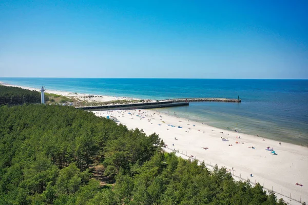 波兰波罗的海莱巴夏季海滩的空中景观 — 图库照片