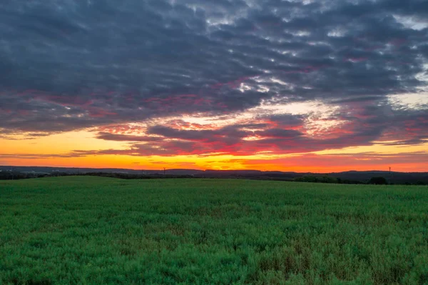 Idyllic Sunset Meadow Poland — Stockfoto