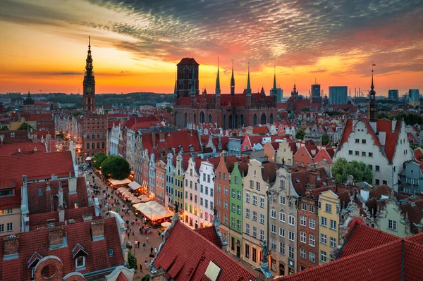 Главный Город Гданьск Закате Польша — стоковое фото