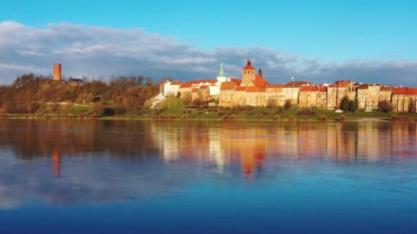 Beautiful Architecture Granaries Grudziadz Wisla River Poland — Stock Video