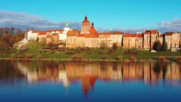 Beautiful Architecture Granaries Grudziadz Wisla River Poland — Stock Video