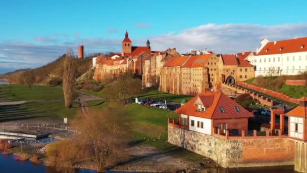 Piękna Architektura Spichlerzy Grudziądzu Nad Wisłą Polska — Wideo stockowe