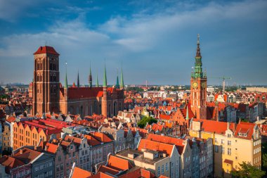 Yazın ana şehir Gdansk 'ın güzel mimarisi, Polonya