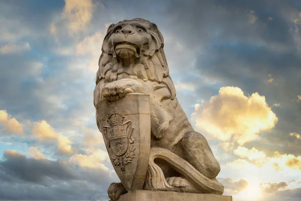 Vaktar Lion Scrupture Slottet Lublin Poland — Stockfoto
