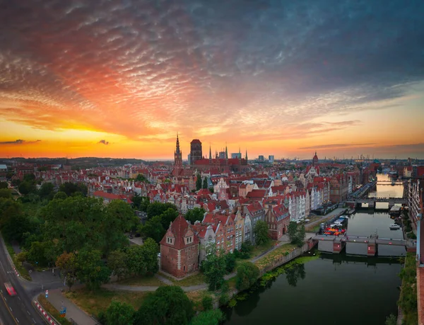 Ciudad Principal Gdansk Atardecer Polonia — Foto de Stock