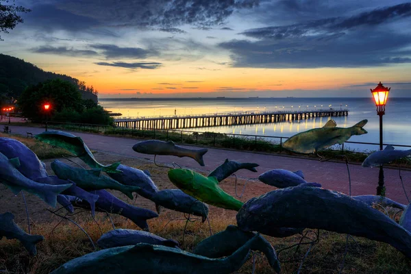 Sunrise Baltic Sea Gdynia Orlowo Poland — Stock Photo, Image