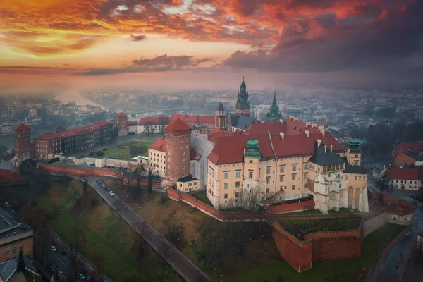 Hermoso Amanecer Castillo Wawel Cracovia Polonia — Foto de Stock
