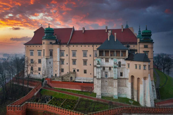 Prachtige Zonsopgang Bij Het Wawel Castle Krakau Polen — Stockfoto