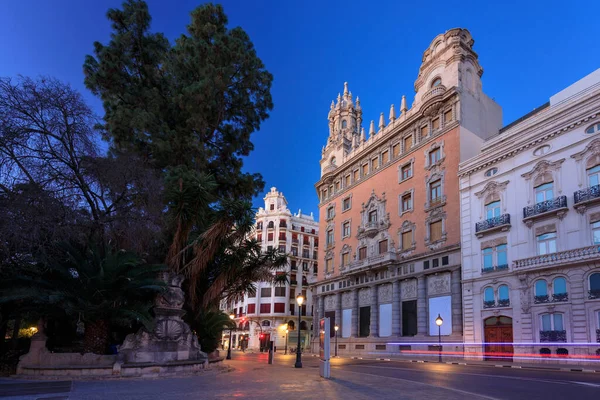 Gyönyörű Építészet Valencia Város Hajnalban Spanyolország — Stock Fotó