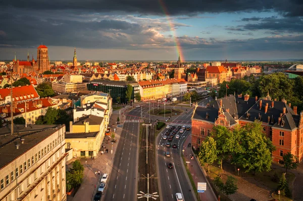 Gdansk Poland July 2023 Main Town Gdansk Sunset Rainbow Poland — Stock Photo, Image