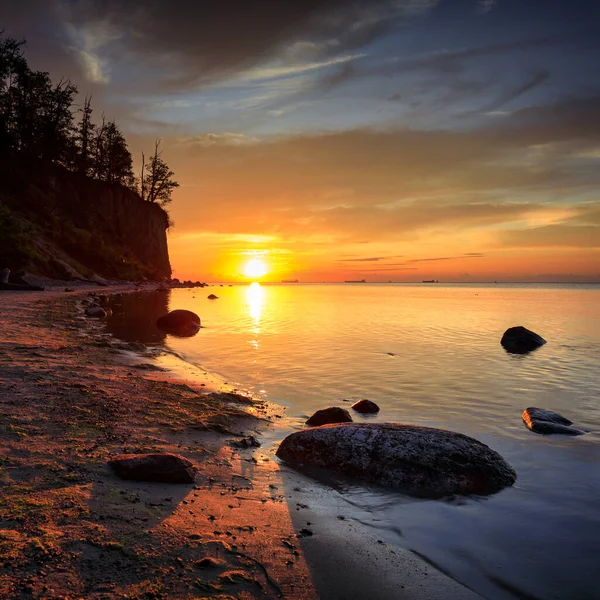 Zonsopgang Aan Oostzeekust Gdynia Orlowo Polen — Stockfoto