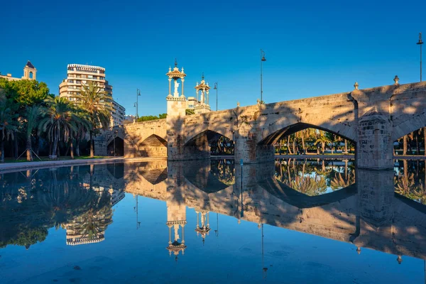 Piękna Architektura Mostów Nad Parkiem Turia Walencji Hiszpania — Zdjęcie stockowe