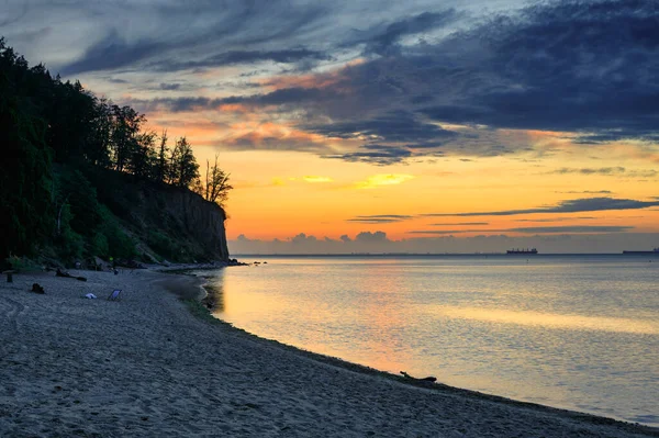 Sunrise Baltic Sea Cliff Gdynia Orlowo Poland — Stock Photo, Image