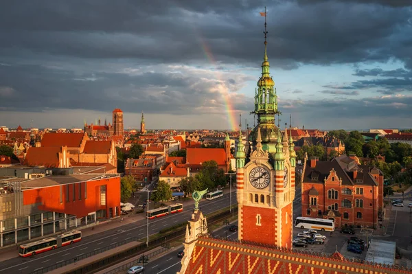 Gare Principale Gdansk Avec Arc Ciel Pologne — Photo