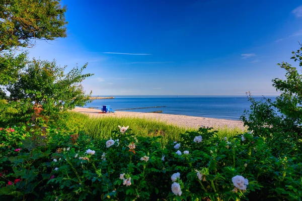 Piękna Sceneria Letniej Plaży Nad Bałtykiem Ustce Polska — Zdjęcie stockowe