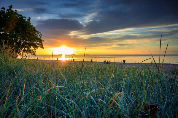 Nascer Sol Mar Báltico Gdynia Orlowo Polônia — Fotografia de Stock