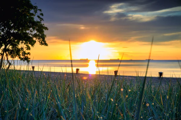 Восход Солнца Балтийском Море Гдыня Орлово Польша — стоковое фото