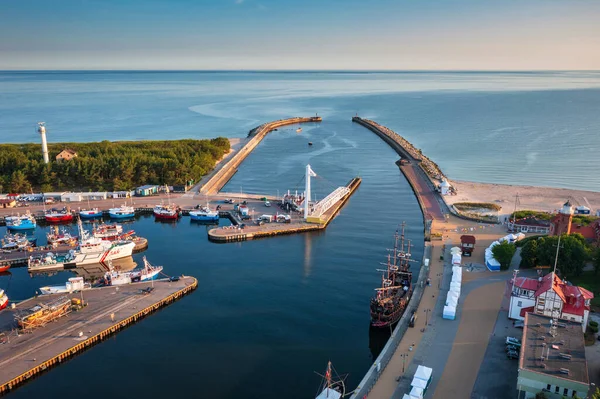 Ustka Polen Juli 2023 Vacker Hamn Ustka Stad Vid Östersjön — Stockfoto