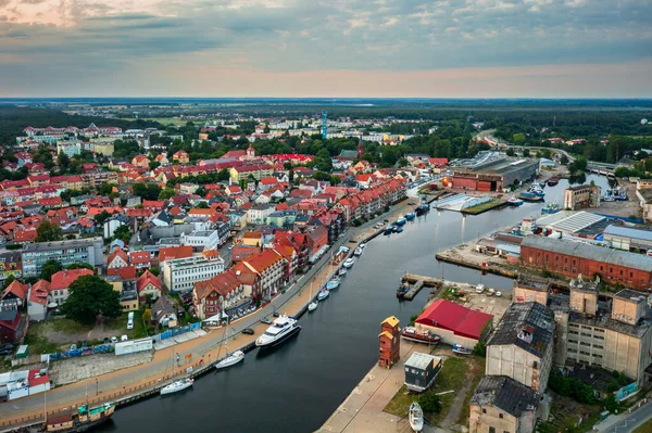Belo Nascer Sol Sobre Cidade Ustka Perto Mar Báltico Polônia — Fotografia de Stock