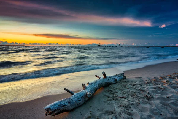 Дивовижний Захід Сонця Пляжі Балтійському Морі Гданську Польща — стокове фото