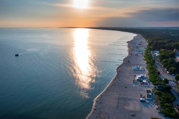 Krásný Východ Slunce Nad Přístavem Ustka Baltského Moře Polsko — Stock fotografie