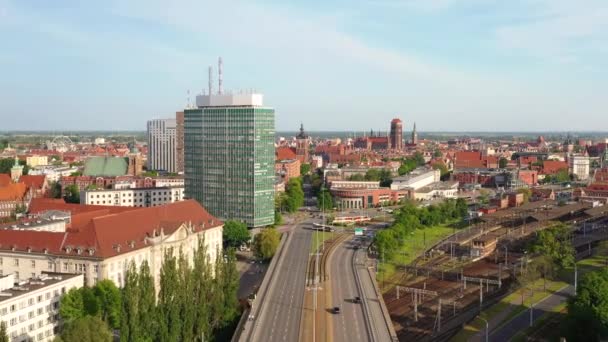 Centrum Gdańska Dworcem Głównym Polska — Wideo stockowe