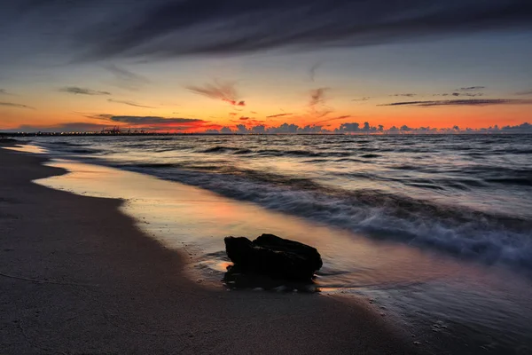 Amazing Sunset Beach Baltic Sea Gdansk Poland — Stock Photo, Image