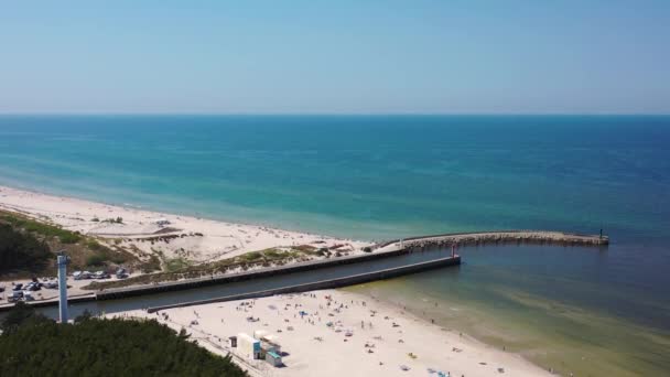 Pemandangan Udara Pantai Musim Panas Leba Laut Baltik Polandia — Stok Video
