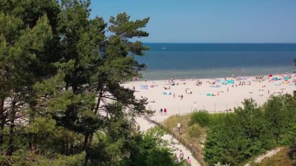 Paisaje Aéreo Playa Verano Leba Mar Báltico Polonia — Vídeo de stock