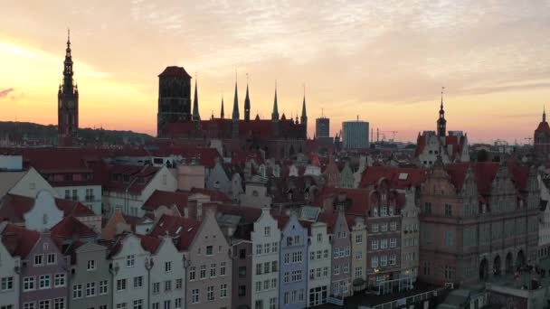 Main Town Gdansk Sunset Poland — Stock Video