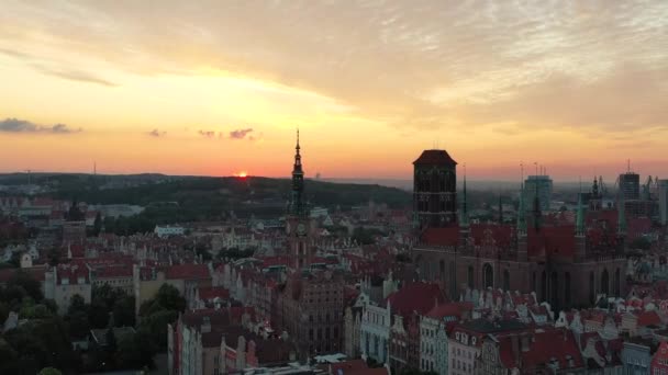 Головне Місто Гданськ Заході Сонця Польща — стокове відео
