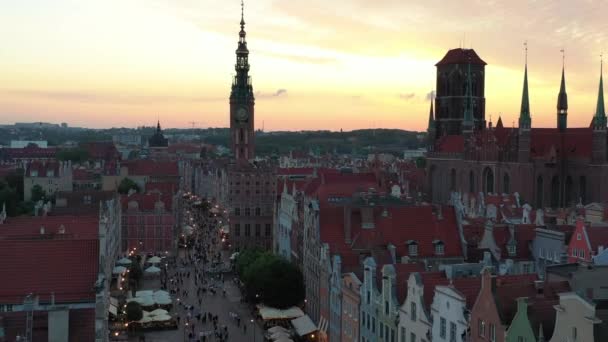 Architektur Der Hauptstadt Danzig Bei Sonnenuntergang Polen — Stockvideo