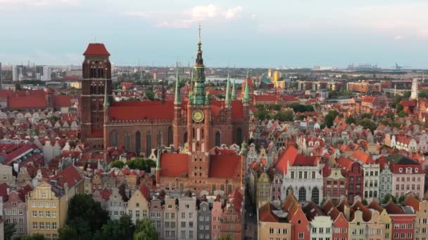 Όμορφη Αρχιτεκτονική Της Κύριας Πόλης Του Γκντανσκ Καλοκαίρι Πολωνία — Αρχείο Βίντεο