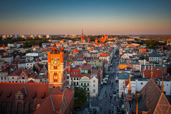 stock image Architecture of the old town in Torun at sunset, Poland.