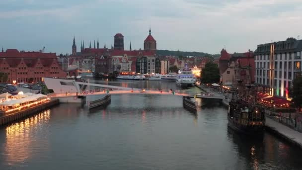 Gdansk Poland August 2023 Beautiful Architecture Gdansk City Motlawa River — Stock Video
